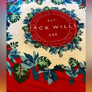 Rare Jack Wills (UK) 50” Square 100% Cotton AILVEY Floral Scarf NOS Tags